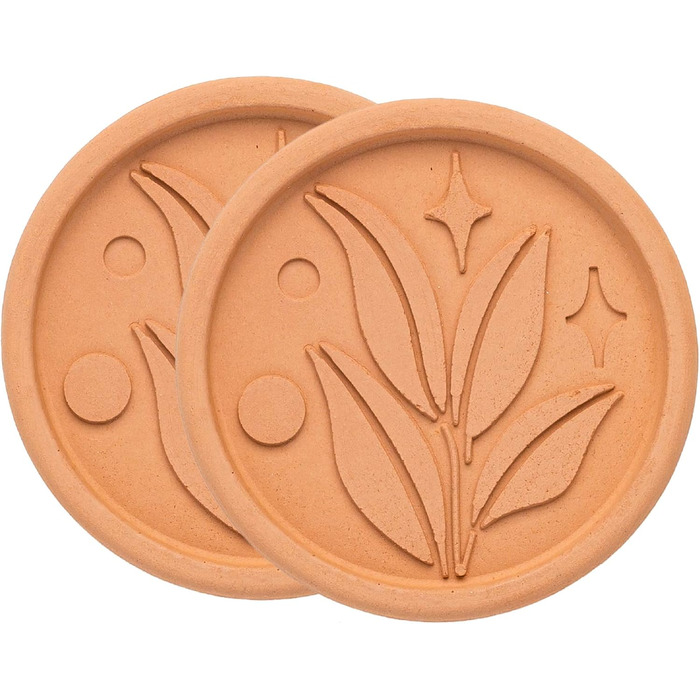 Goodful Brown Sugar Saver and Softener, Blatt-Design, reusable, terracotta disc, 2 pack, clay