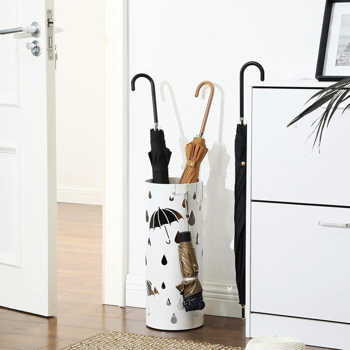 SONGMICS White Umbrella Stand - 49 x 19.5 cm - Durable & Stylish