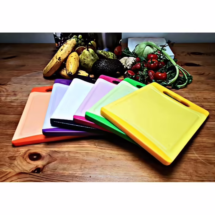 MaxxGoods Cutting Board SET 4-Piece, Colorful, with Juice Groove & Handle - Antibacterial Kitchen Board - Chopping Board, Plastic Board Reversible & Dishwasher Safe - (20x15x0.8 cm)