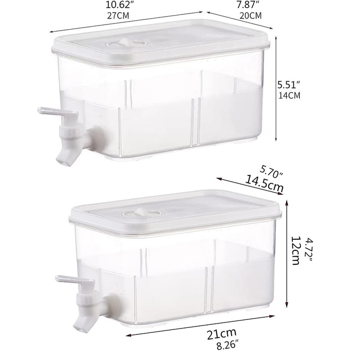 Drink dispenser with faucet, water dispenser for refrigerator, plastic water dispenser with lid, transparent, for parties, weddings, restaurant (5 l)