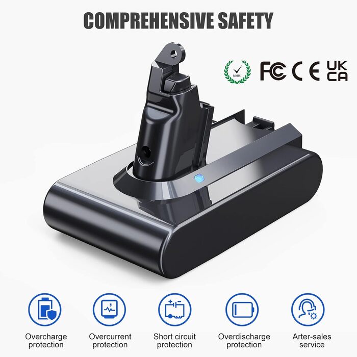 Замінний акумулятор 6000mAh для пилососа Dyson V6 (DC62, DC58, DC59, DC61, DC72, DC74, SV03, SV05, SV06, SV07, SV09) Animal, Absolute, Motorhead, Fluffy + 2 фільтри + 1 щітка