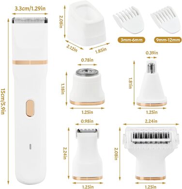 Електричний жіночий триммер 5-в-1 для тіла та обличчя, водонепроникний, USB-зарядка