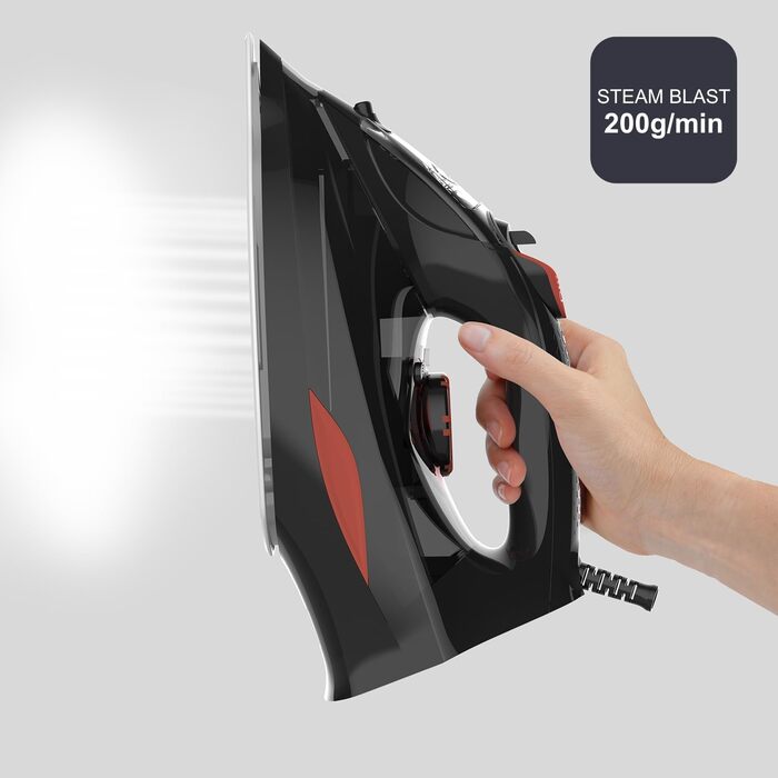 Праска з парою Black+Decker BXIR3000E | 3000 Вт | Керамічна підошва | 200 г/хв | Система захисту від накипу | Вертикальне прасування | Дезінфекція