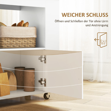 HOMCOM Kitchen Cart Serving Cart with Worktop, Shelves, Wine Racks, Kitchen Cabinet Rolling Cart with Soft-Close Hinges, Handle, Kitchen Island for Office, 83x40x83cm, Oak | Aosom
