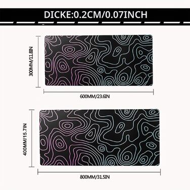 Ігровий килимок для миші Rcege Dazzle Black, протиковзкий геймерський підкладник на стіл з прошитими краями, 800x400 мм