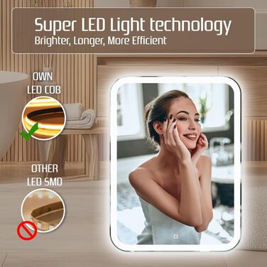 Дзеркало для ванної кімнати Venti 50x70 см з підсвічуванням та сенсорним вимикачем