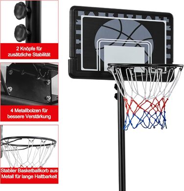 Yaheetech Adjustable Height Basketball Stand with Wheels - Portable Basketball System with Fillable Base - Indoor/Outdoor Basketball Hoop (249cm)