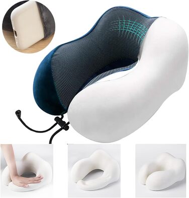 Подушка для шиї MASMAS з Memory Foam: ортопедична підтримка для подорожей (чорна)