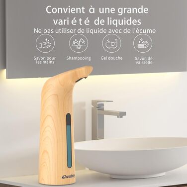 Greatmay Automatic Soap Dispenser - Touchless, Battery-Powered, 300ml/400ml Capacity, Adjustable Settings, IPX6 Waterproof for Bathroom & Kitchen