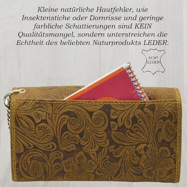 Flevado Genuine Leather Server Wallet for Women with Pattern (Light Brown)