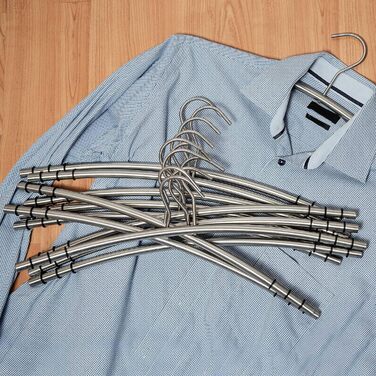 SIDCO Clothes Hangers Stainless Steel 6 x Coat Hangers Metal Hangers Hanger Set w. Anti-Slip