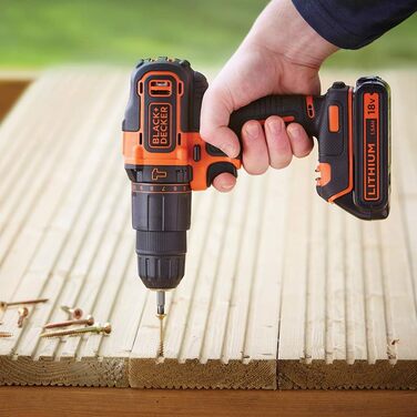 Акумуляторний ударний дриль-шуруповерт Black+Decker BDCH188N (18V, 2 швидкості, патрон 10 мм, регулювання крутного моменту, подвійне свердло, без акумулятора та зарядного пристрою) (комбінований ударний дриль)