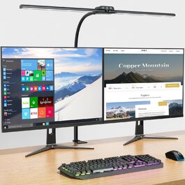LED лампа для столу KableRika Doppelkopf з регулюванням яскравості, для офісу та дому, захист очей, 4 кольори, гнусий «лебединий шийка», чорний