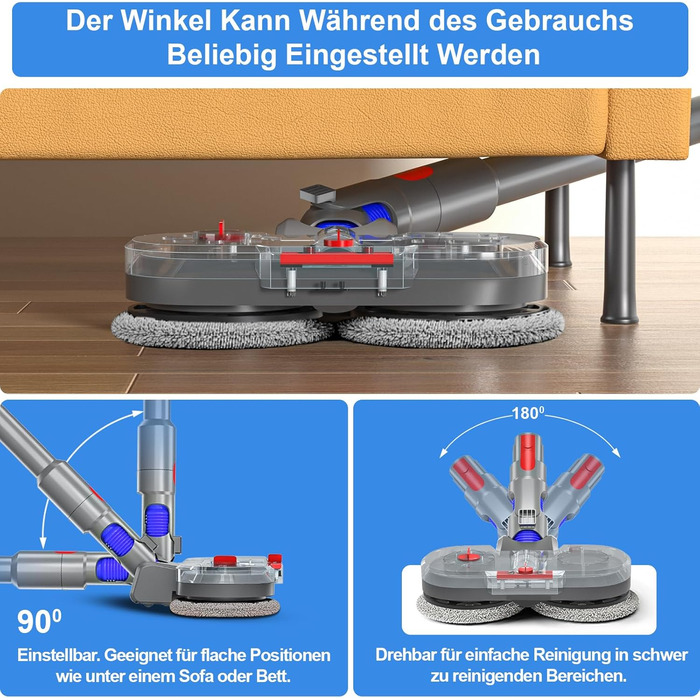 Насадка для пилососа Dyson V7/V8/V10/V11/V15 ZOBMIO з баком для води та миючими мітпами
