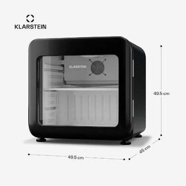 Klarstein Audrey Evo: Холодильник для напоїв 68L, Ретро-дизайн, LED-підсвічування, подвійне скління, 0-10°C, Клас енергоефективності C, регульовані ніжки, чорний
