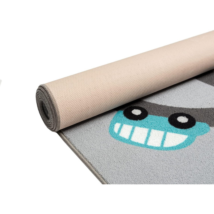 Дитячий килим Happy Life: Ігровий килим з мотивом доріг, джунглів, тварин та автомобілів, антиковзкий, легкий у догляді, 80x150 см (200x290 см, джунглі-сірий)