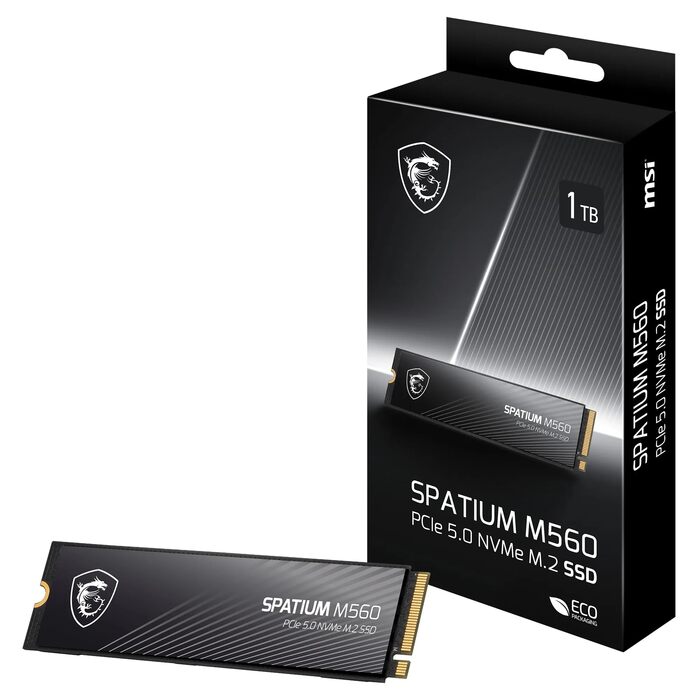 SSD накопичувач MSI Spatium M560 1 TB PCIe 5.0 NVMe M.2 – висока швидкість, 3D NAND, захист даних, 600 TBW