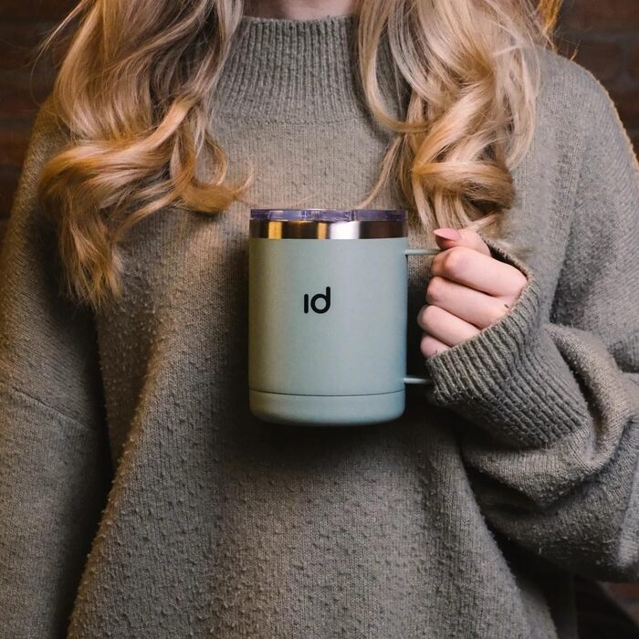 Термокружка IceDrop® з нержавіючої сталі, 330 мл, з кришкою. 100% захист від протікання. Зручна термокружка для гарячих та холодних напоїв, з ручкою. Ідеально для подорожей - чорна