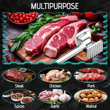 Рубессія М'ясорубка-Клопфер: подвійний молоток для м'яса, подрібнювач для стейків, курки, свинини та шніцелів