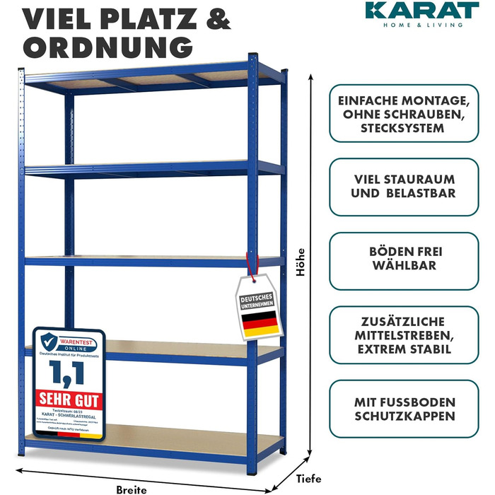 KARAT Heavy-Duty Shelving Unit, 2-Piece Set, 40 x 90 x 180 cm