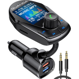 Bluetooth FM-трансмітер для авто 2024, 4-в-1: AUX, 3xUSB, PD 20W, SD/TF, 5 EQ, дисплей 1,8'', MP3-плеєр, гучний зв'язок, прикурювач