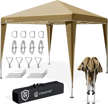 CASARIA® Capri Pavilion 3x3m Pop-Up UV Protection 50+ Waterproof Winter-Proof with Bag Foldable Stable Camping Garden Pop-Up Pavilion Party Tent (Cream)