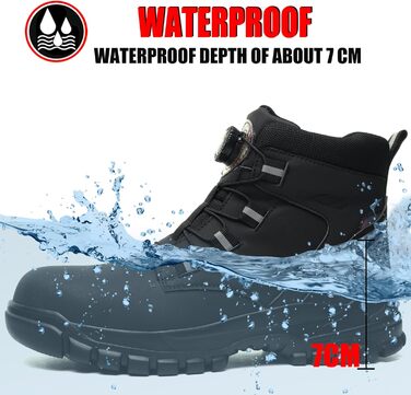 Черевики безпеки для чоловіків та жінок. Легкі, водонепроникні робочі черевики зі сталевим підноском. Чорні робочі черевики з антиковзкою підошвою. Розмір 43 EU