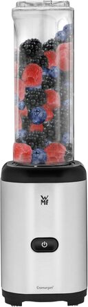Блендер WMF Kult X Mix & Go Mini - електричний стаціонарний блендер з пляшкою 600мл, срібно-чорний