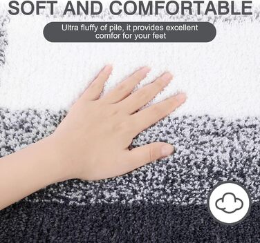 Enyhom Super Soft Microfiber Bath Mat - Non-Slip, Absorbent, Machine Washable, Dark Grey, 60x90cm