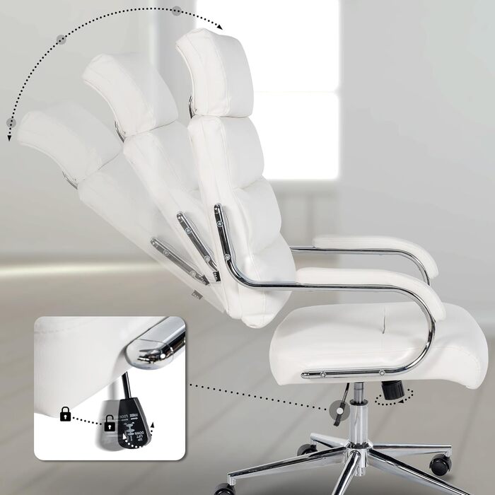 Офісне крісло CLP Campo з штучної шкіри, регульоване по висоті та поворотне, до 135 кг, з підлокітниками, біле