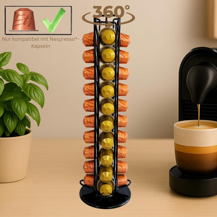 Тримач для капсул Nespresso Alpenature, органайзер для кавових капсул, чорний, з антиковзким дном