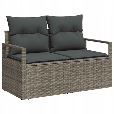 Модульний кутовий садовий диван на 5 осіб, поліротанг, сіро-чорний