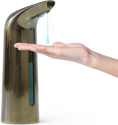 Автоматичний безконтактний дозатор мила з 4 рівнями регулювання, 400 мл, електричний, на батарейках, для встановлення на стіл, з інфрачервоним датчиком (Бронзовий), 400 мл, Бронза