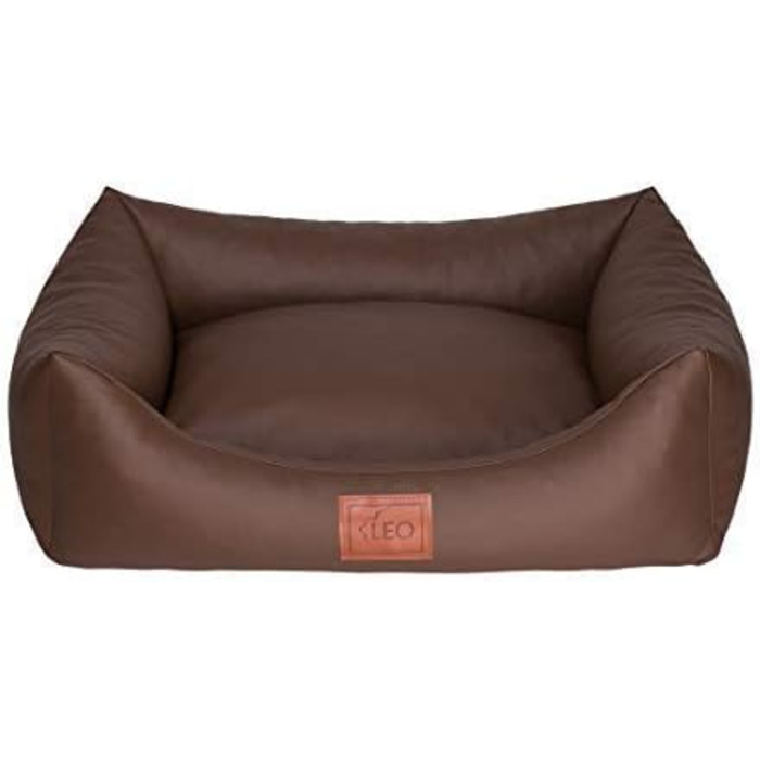 Софа для собак Leo4dog Natalie: штучна шкіра, м'яке ліжко, 4 розміри (XXL 130x100 см, коричнева)