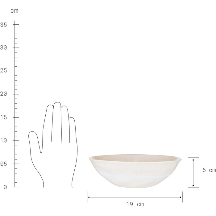 Набір посуду BUTLERS Atlantis 12 предметів: тарілки та миски | Керамічний посуд для 4 осіб | Стиль бохо, бежевий колір, для мікрохвильової печі та посудомийної машини