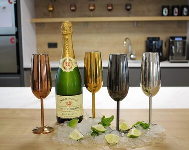 Склянки для шампанського та ігристих вин Echtwerk: нерозбивні, з нержавіючої сталі, 2 шт., 250 мл, срібна серія (набір)