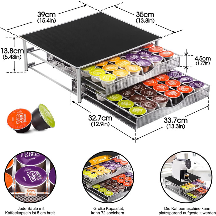 Тримач для капсул кави MASTERTOP для Dolce Gusto, 2 яруси, 72 капсули, органайзер для капсул Dolce Gusto