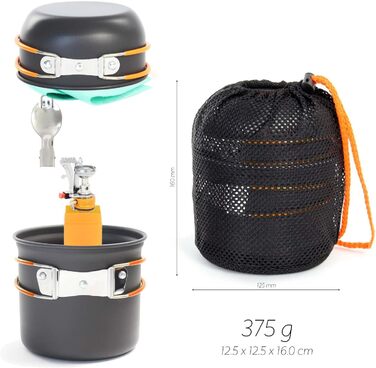 Набір посуду для кемпінгу: посуд для приготування їжі та котел для відпочинку на природі (6 предметів)