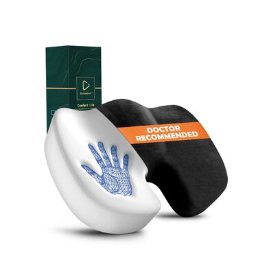 Ортопедична подушка для сидіння з піни Memory Foam для офісного крісла та авто - зняття тиску, комфорт при тривалому сидінні, нековзка, знімний чохол (Чорний)