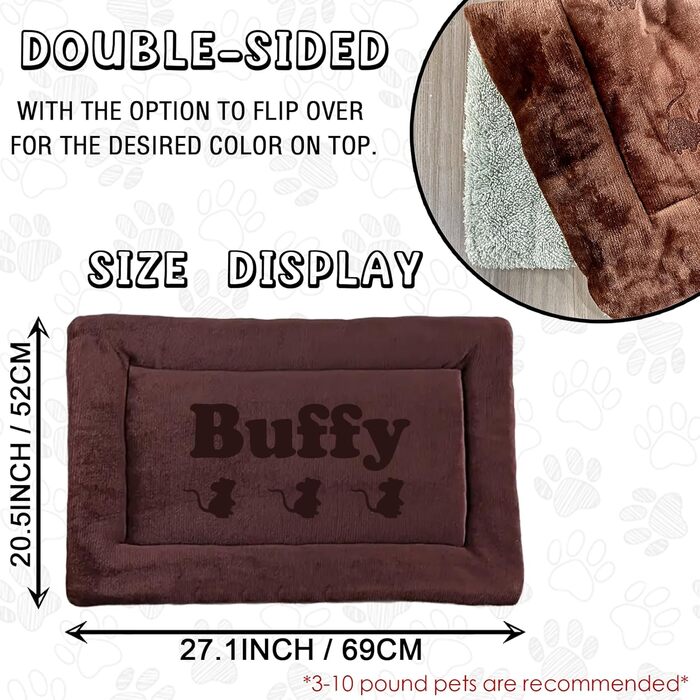 Персоналізована килимок для собак, індивідуальне собаче ліжко для вольєру, миється, килимок для сну домашніх тварин, подарунок для любителів собак і котів (69x52 см, кава)