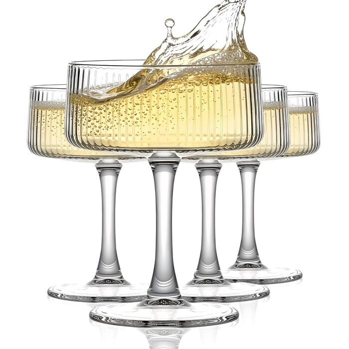 Бокали для коктейлів Martini Crystal Coupe 260 мл, набір 4 шт., великі бокали для шампанського та еспресо Мартіні, ручна робота