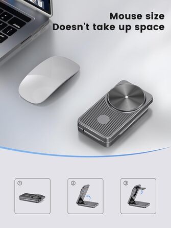 Магнітна бездротова зарядка 3-в-1 для Samsung Galaxy S26 Ultra, S25, Z Fold 7, Z Flip 7, Galaxy Watch Ultra/8/7/6 та Buds Pro 3 (Сірий)