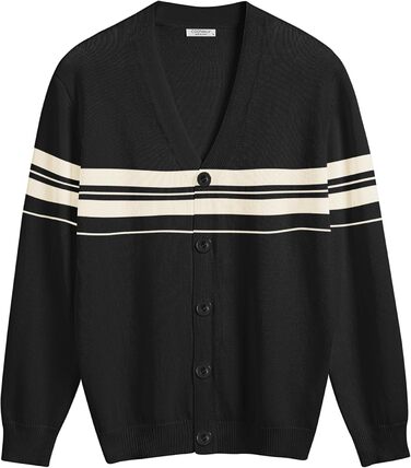 Чоловічий кардиган COOFANDY з V-подібним вирізом, легкий, повсякденний, з ґудзиками (XL, чорний у смужку)