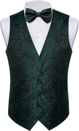 Костюмний аксесуар для чоловіків DiBanGu: 7-елементний комплект з краваткою, краватковою шпилькою та нагрудником, підходить для ділових костюмів та вечірнього одягу (Смарагдово-зелений та Чорний)