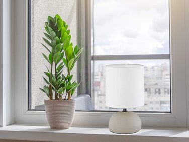 Торшер Reality Leuchten Luci R50351035 з керамічним цоколем, імітація дерева, бежевий тканинний абажур, 1x E14 (Cappuccino)