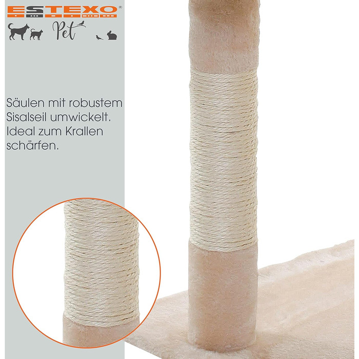 Кігтеточка для котів ESTEXO 112 см, XL, кріпиться до стіни, бежева