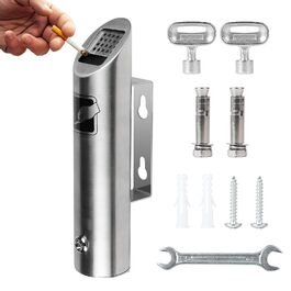 Настінний попільничка CPROSP з нержавіючої сталі, 28.5 x 6.5 см, з замком, для саду, двору, вілли, монтаж на стіну