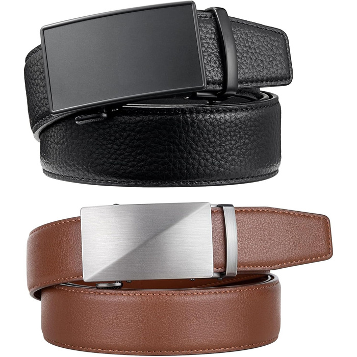 Чоловічий шкіряний ремінь Zitahli з автоматичною пряжкою, регульований, чорний/коричневий, 85-120 см
