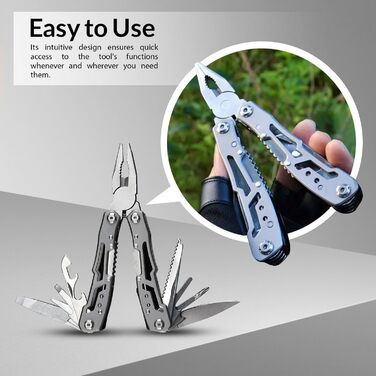 Мультитул 14-в-1 з плоскогубцями, ножем, викрутками, відкривачкою для пляшок та нейлоновим чохлом – компактний та надійний багатофункціональний інструмент для кемпінгу, відпочинку на природі, надзвичайних ситуацій та домашнього використання