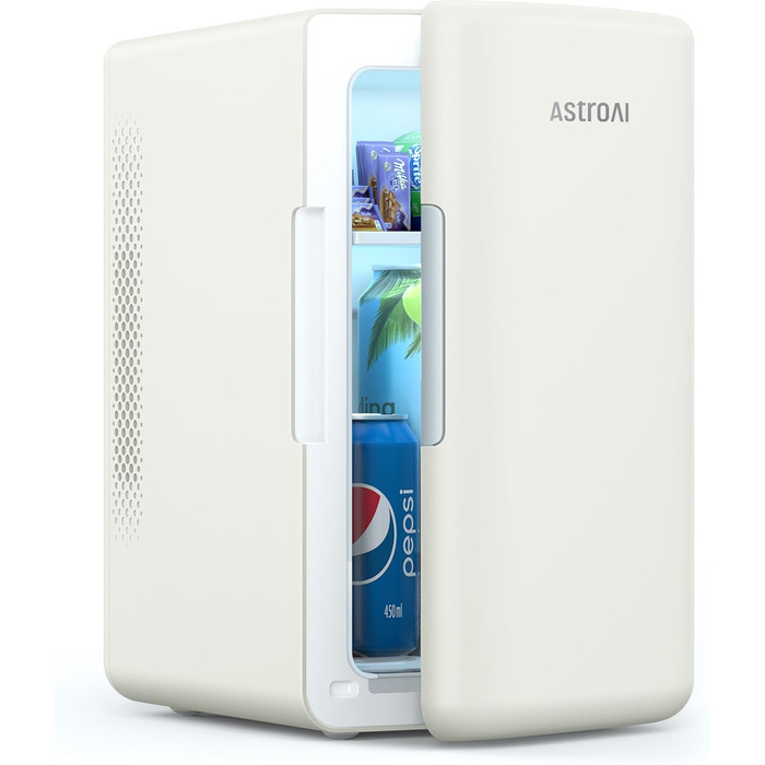 AstroAI Mini Fridge 6 Liter / 8 Cans | Cooler & Warmer | AC/DC | Compact Refrigerator for Bedroom, Car, Drinks, Beauty, Skincare, Travel (Beige)